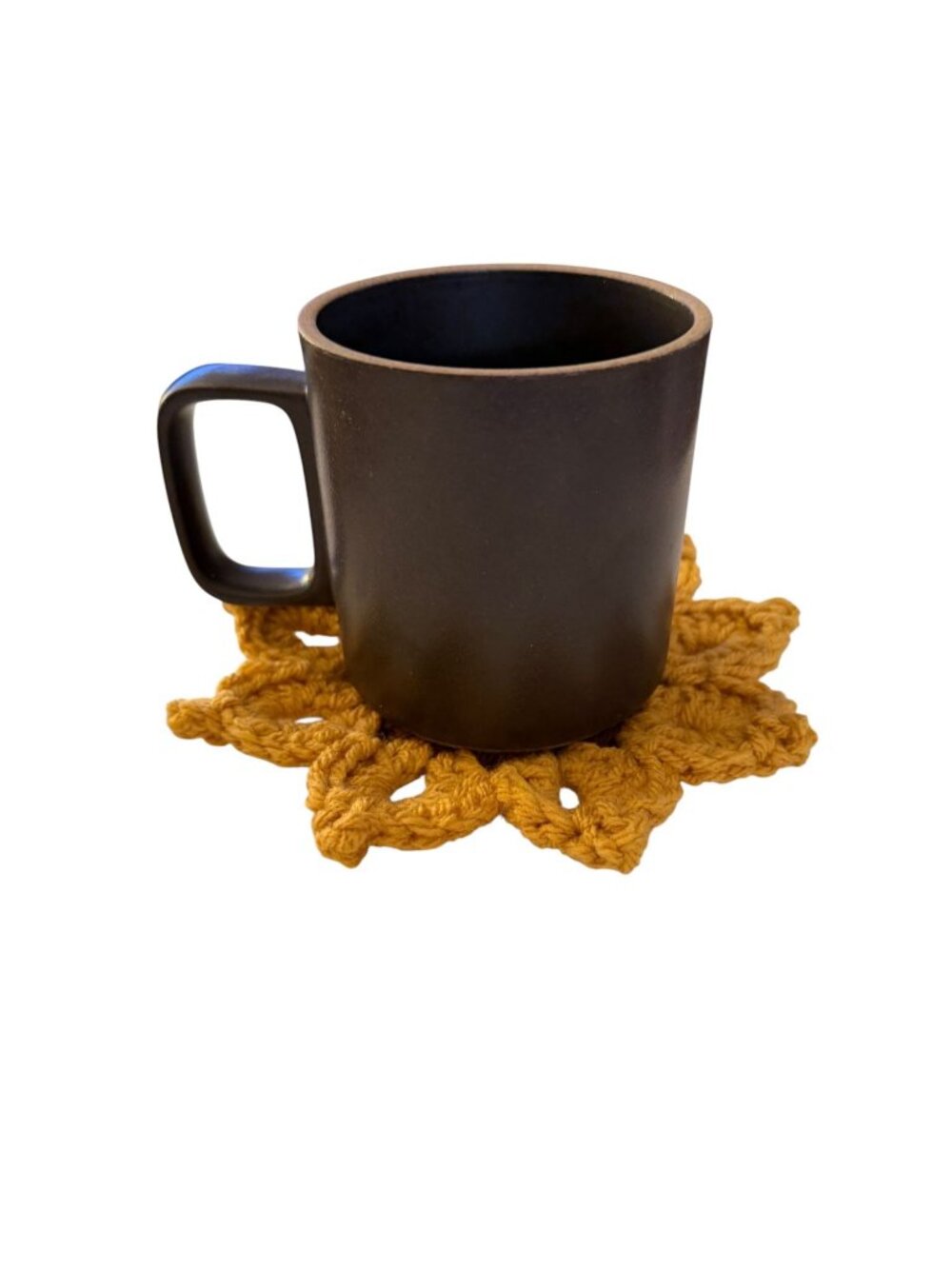 Handmade Crochet Sunflower Coasters Set Of 6 Decorative Yellow Gold Brown 6" - Picture 7 of 9